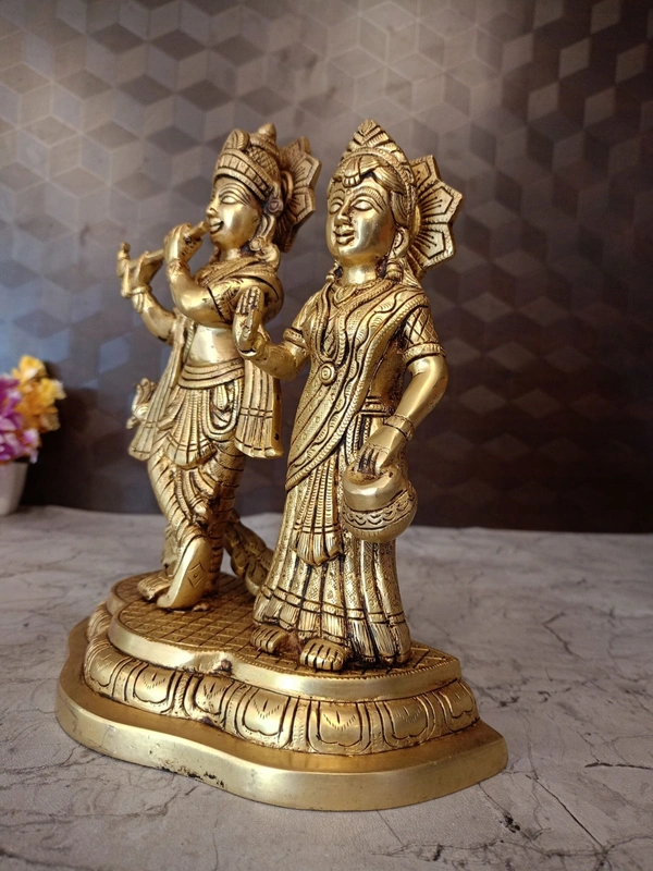 Brass Radha Krishna With Peacock Idol 