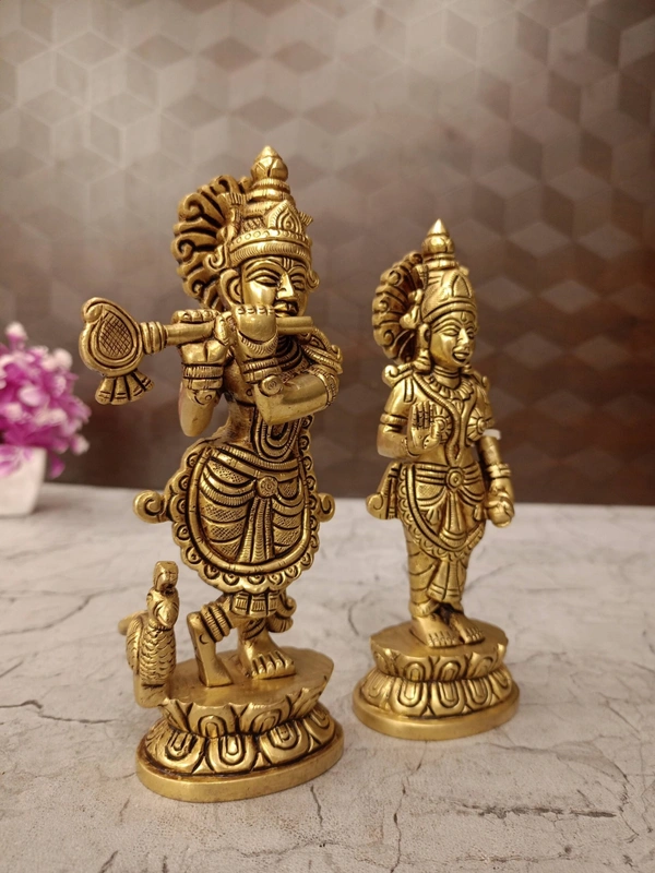 Brass Radha Krishna Pair Idol For Wedding Gifts