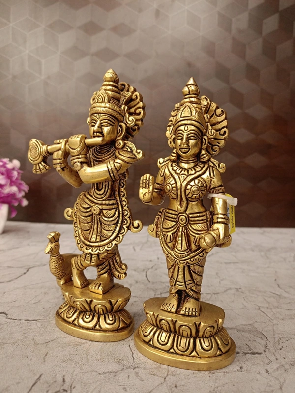 Brass Radha Krishna Pair Idol For Wedding Gifts