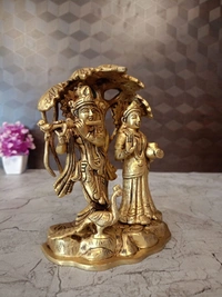 Buy Brass Radha Krishna With Tree Idol 