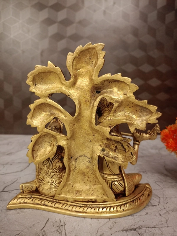 Buy Brass Krishna and Radha sitting Under Tree Idol 