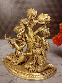 Buy Brass Krishna and Radha sitting Under Tree Idol 