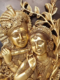 Brass Wall Mount Radha Krishna Decorative Plate 