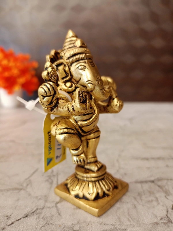 DecorsOne Brass Rathna ganesha Statue / Embrace the Divine Rhythm of Joy with Our Brass Dancing Ganesha Idol
