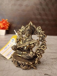 Brass Fine Art Saraswathi With Thiruvachi Idol For Pooja