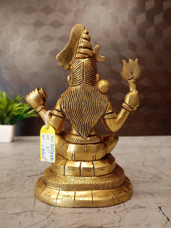 Brass Shiva Sitting On Snake Idol 