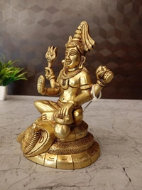 Brass Shiva Sitting On Snake Idol 