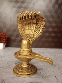 Brass Shiva Lingam With Snake Idol 