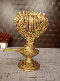 Brass Shiva Lingam With Snake Idol 