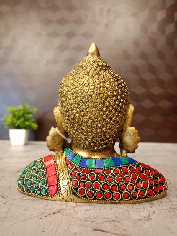 Brass Buddha Stone Red Blue And Green Color
