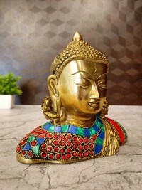 Brass Buddha Stone Red Blue And Green Color