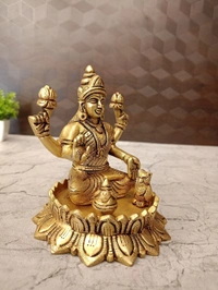 Brass Mahalakshmi On Lotus Idol