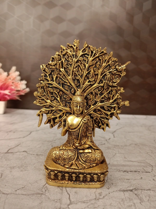 DecorsOne Brass Buddha Under Tree 6.5″
