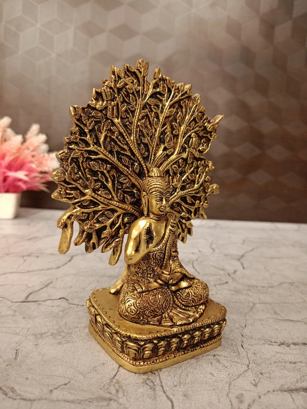 DecorsOne Brass Buddha Under Tree 6.5″