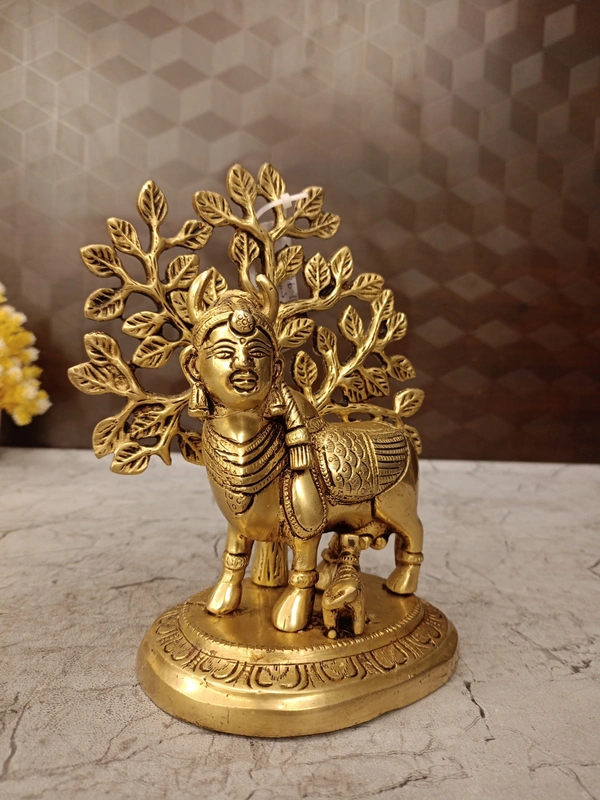 DecorsOne Brass Tree Kamadhenu Idol 7.5”