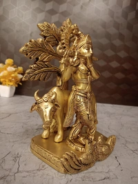 Buy Brass Cow Krishna With Tree Idol 