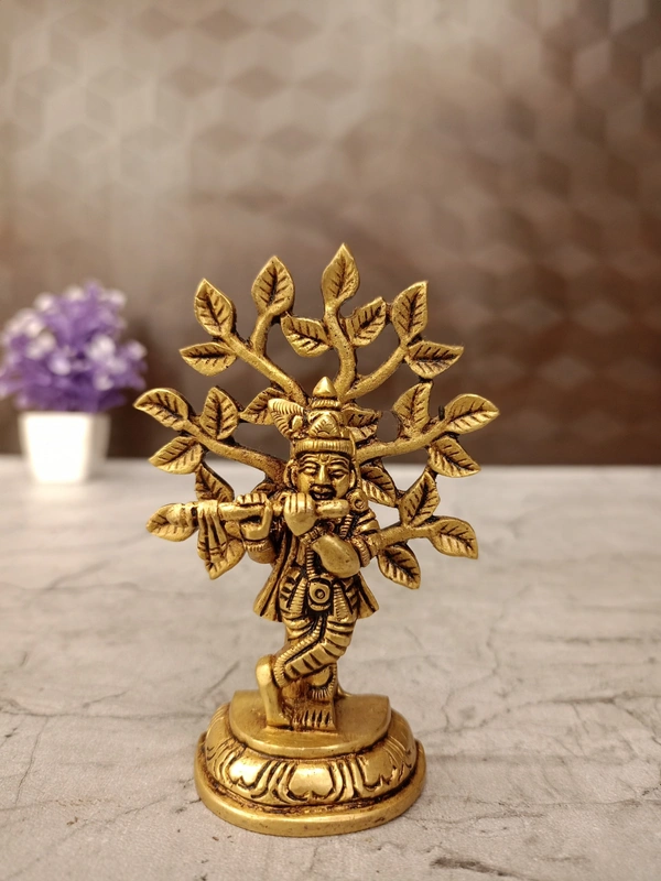 DecorsOne Brass RadhaKrishna Under Tree 3.5″