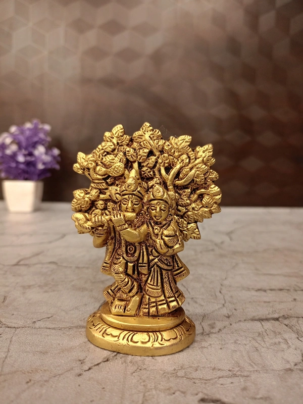 DecorsOne Buy Brass Radha Krishna with Tree Statue 3.5″