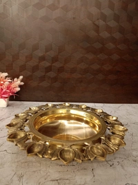 DecorsOne Brass Designer uruli with Lotus Diya 3″
