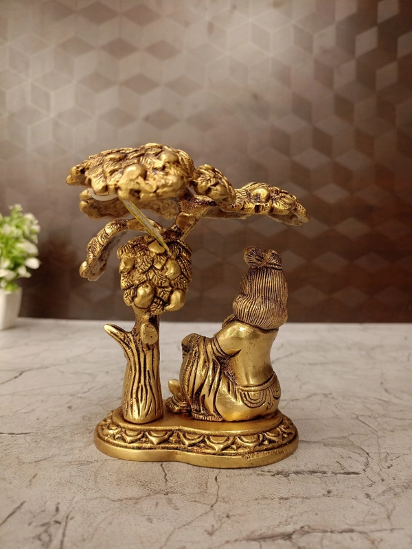 Brass Butter Krishna Under tree Statue Small