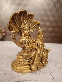 Brass Lord Vishnu and Lakshmi on Snake or Sheshnag Idol
