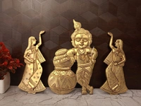 DecorsOne Brass Krishna With Decor Lady Wall Mount 10″