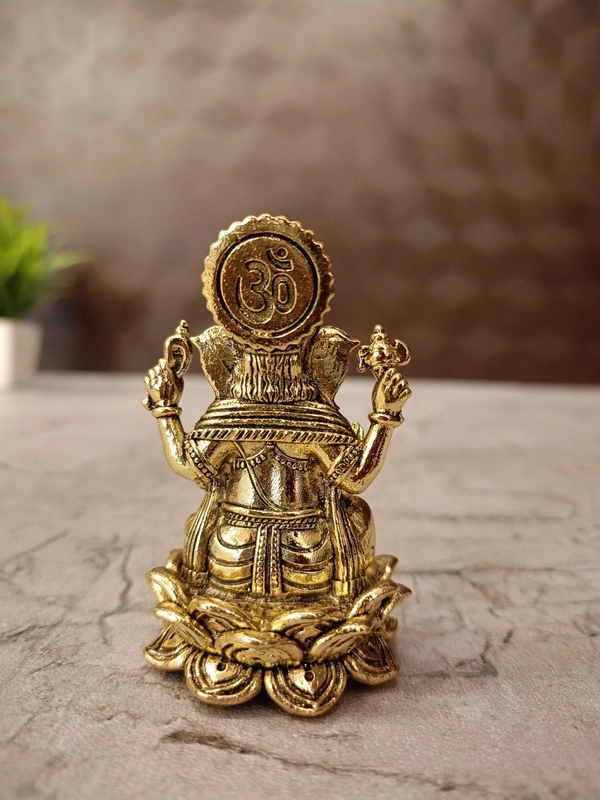 Brass Fine art Ganesha on Lotus Idol