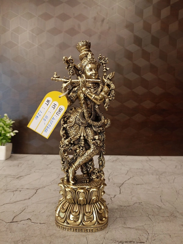 Brass Fine art Krishna idol