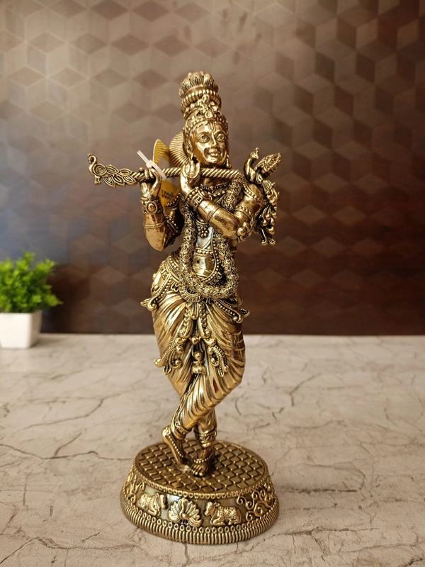 Brass Fine art Krishna idol