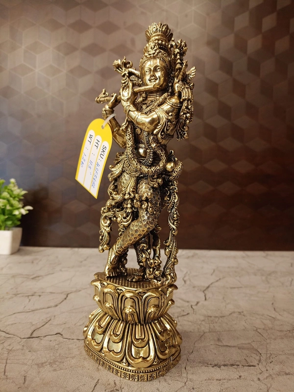 Brass Fine art Krishna idol
