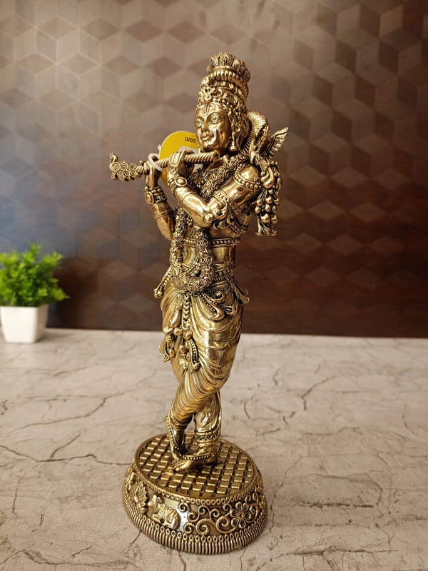 Brass Fine art Krishna idol