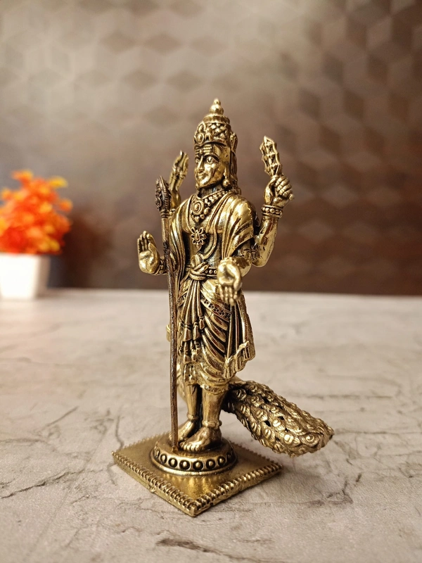 Brass Fine art Lord Murugan On Square Base