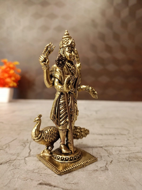 Brass Fine art Lord Murugan On Square Base