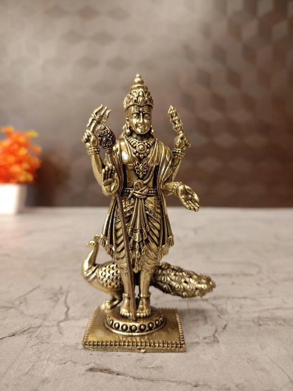 Brass Fine art Lord Murugan On Square Base