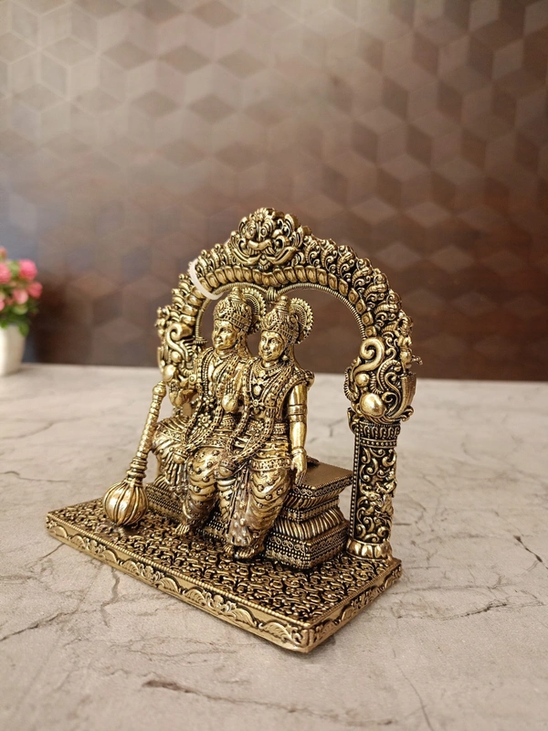 Brass Fine art Vishnu Lakshmi Thiruvachi idol 