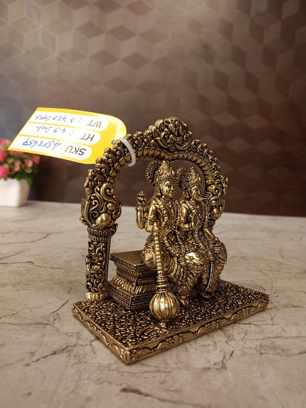 Brass Fine art Vishnu Lakshmi Thiruvachi idol 