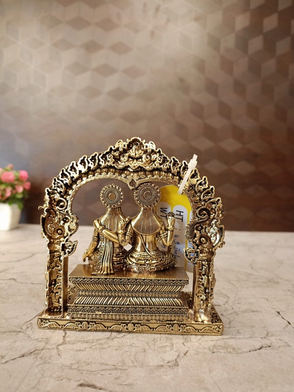 Brass Fine art Vishnu Lakshmi Thiruvachi idol 