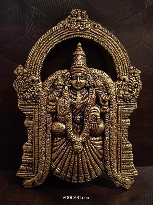 Brass Lord Balaji and Padmavathithayar Wall Mount Idol