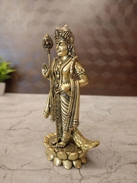 Brass Fine Art Murugan Idol Standing On Lotus