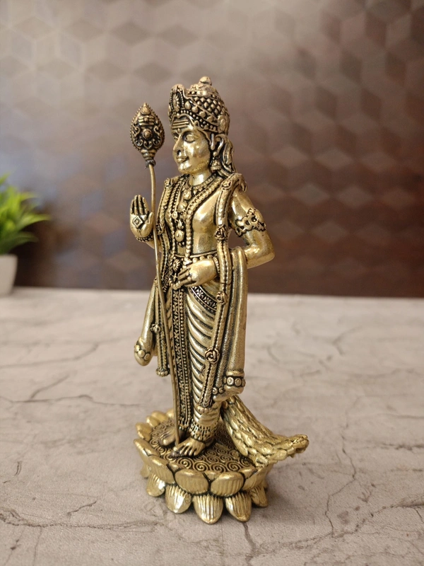 Brass Fine Art Murugan Idol Standing On Lotus