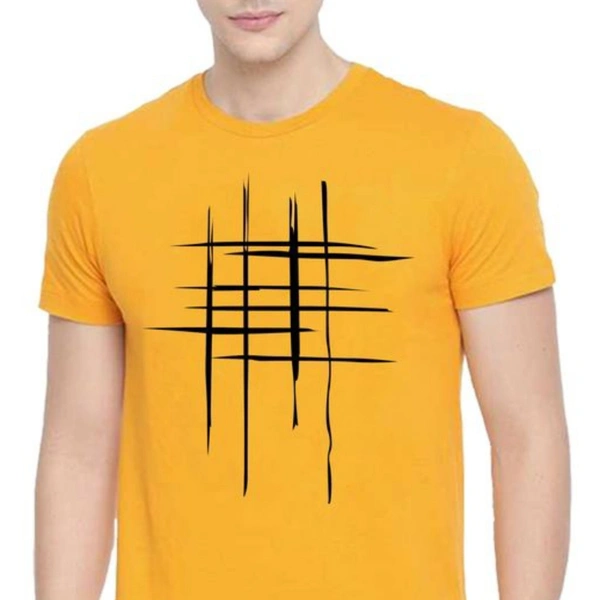 T Shirt For Men Black  - Yellow, M