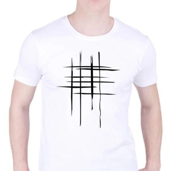 T Shirt For Men Black  - White , M
