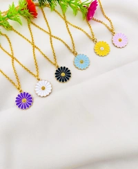 Daisy Pendant With Hoop Earrings For Girls And Women - Free, Multi