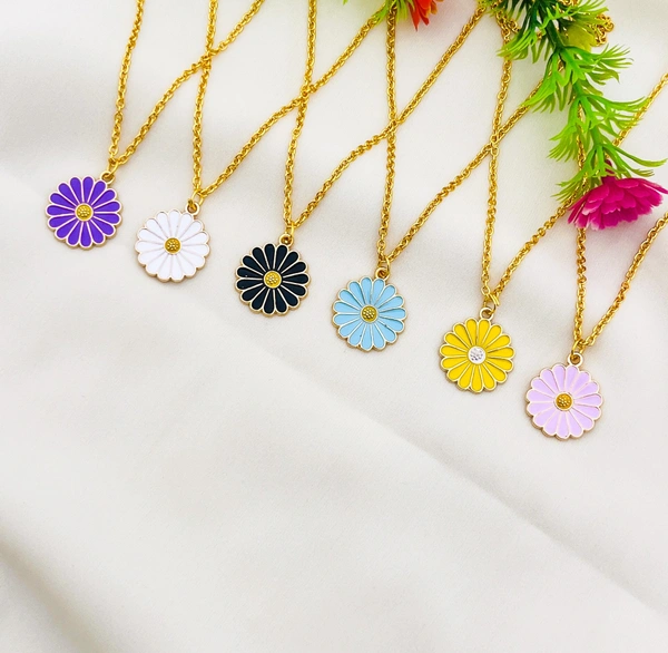 Daisy Pendant With Hoop Earrings For Girls And Women - Free, Multi
