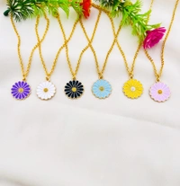 Daisy Pendant With Hoop Earrings For Girls And Women - Free, Multi