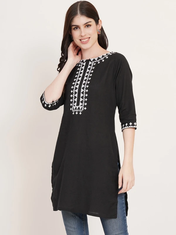 Pure Cotton Embroidered Women Short Kurta