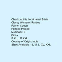 Briefs Classy Women's Panties ( Pack Of 6) - Multi colored , M, L, XL, XXL, 