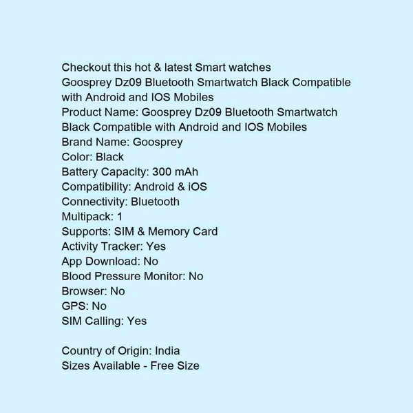 Smart Watch Mobile With Android And IOS Device  - black , Adult 