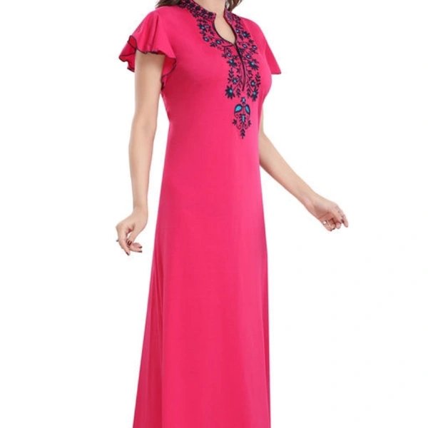 Nightdress Cotton Embroidery Nighty  - Pink, M, L, XL, XXL