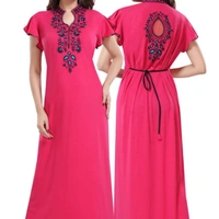 Nightdress Cotton Embroidery Nighty  - Pink, M, L, XL, XXL